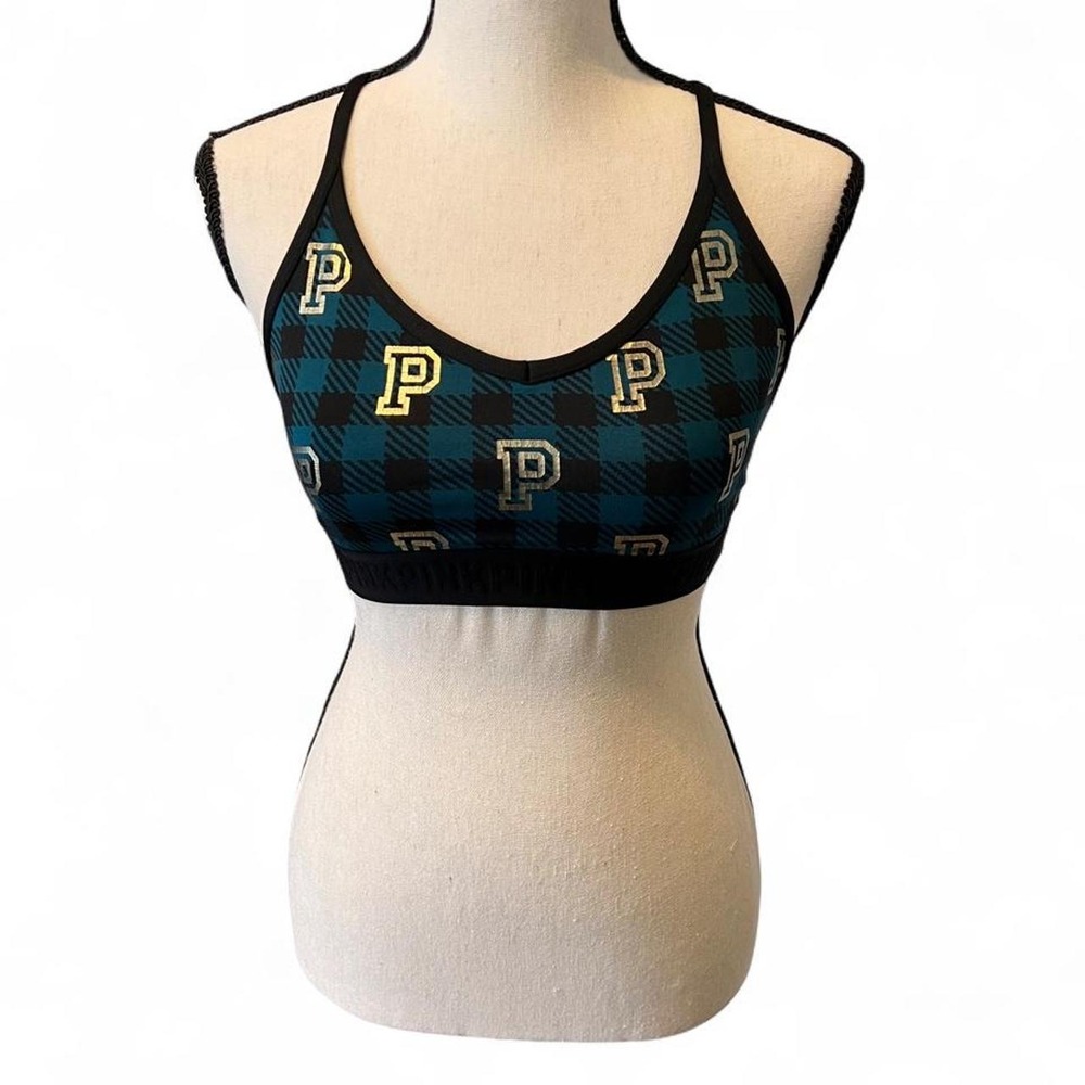 Victoria's Secret PINK Plaid Sports Bra Racerback Women's Small Preppy 90s Y2K